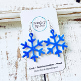 Snowflake Earrings: Blue Fine Glitter