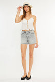 KanCan Light Gray High Rise Distressed Denim Shorts -KC70087LG