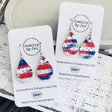 Small Teardrop Earrings: Red/White/Blue