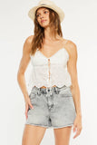 KanCan Light Gray High Rise Distressed Denim Shorts -KC70087LG