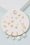 Ten Pair Clover Pearl Hearts Stars Mixed Stud And Hoop Earrings Set