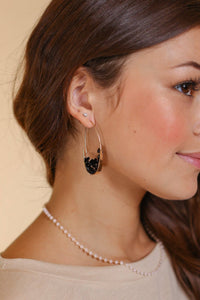 BLACK CLUSTER HEMATITE OVAL HOOP EARRINGS