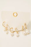 Pearl Charm Hoop Earrings Set: GDCRM