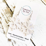 Snowflake Earrings: White Fine Glitter