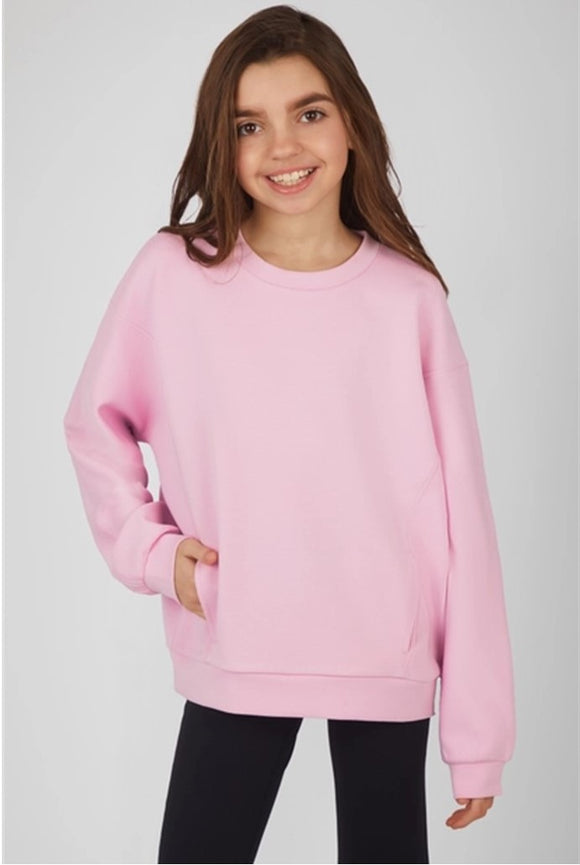 Girls Soft Scuba Zuri Crew Neck Sweatshirt - Pink Lavender