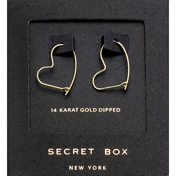 Secret Box 14K Gold Dipped Heart Hoop Earrings: Gold