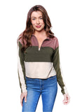 Women's Long Sleeve Half Zip Colorblock Top 