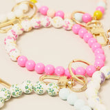 Ceramics Beaded Bracelet Key Chain: Yellow