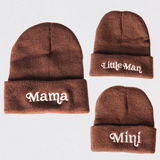Matching Knit Hats- Little Man- Dark Brown: Toddler Size