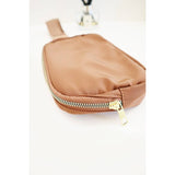 Solid Color Crossbody Fanny Pack Belt Bag: BROWN