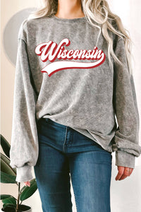 "Wisconsin" Puff Mineral Graphic Terry Sweatshirt