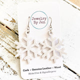 Snowflake Earrings: White Fine Glitter