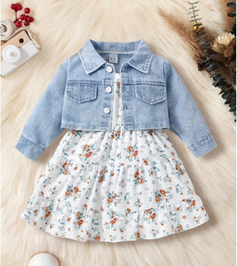 Baby Girl Floral Dress and Jean Jacket Set