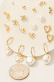 Ten Pair Clover Pearl Hearts Stars Mixed Stud And Hoop Earrings Set
