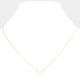 Secret Box 14K Gold Dipped CZ Horseshoe Pendant Necklace