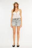 KanCan Light Gray High Rise Distressed Denim Shorts -KC70087LG