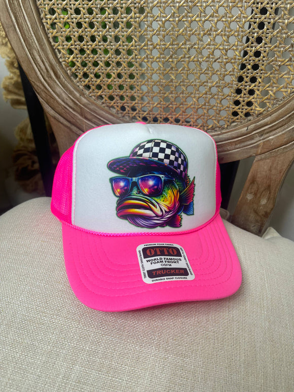 Checkered Hat - Bass Trucker Hat