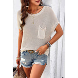 Pocket Knit Round Neck Loose Pullover Sweater
