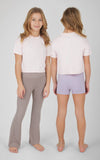 Girls Super Soft Tee, Shorts, and Flare - 3 PC Set: PINK DOGWOOD/LAVENDER AURA/SATELLITE