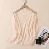 Long Sleeve Lace Blouse: Apricot