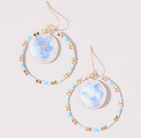 Flower Print Round Drop Earrings