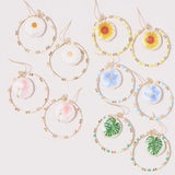 Flower Print Round Drop Earrings