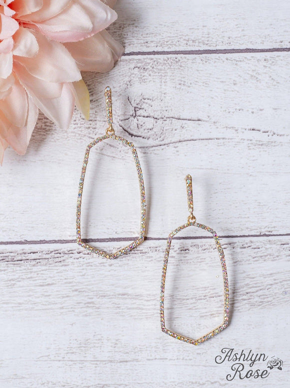 Gold Rhinestone Oval Earrings