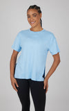 Women's Super Soft Boxy Full Length T shirts - 2 Pack: Light Blue/White