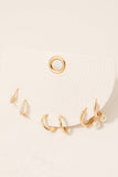 Pearl Charm And Rhinestones Mixed Hoop Earrings Set: GDCRM