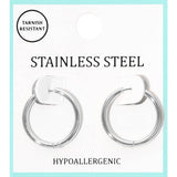 Stainless Steel Hypoallergenic Huggie Hoop Earrings: Silver