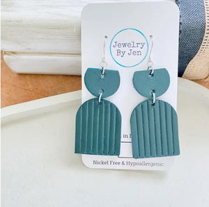 Embossed Arch: Forest Green Earrings