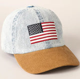 Embroidered US Flag Two Tone Baseball Cap