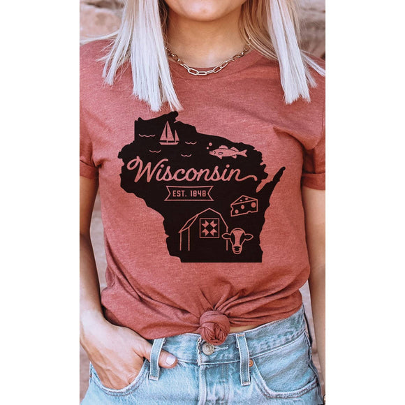 Wisconsin State Outline Graphic Tee