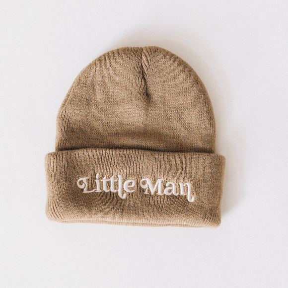 Matching Knit Hats- Little Man- Tan: Toddler Size