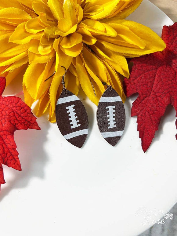 Leather Football Earrings, Copper: Brown