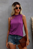 Solid Cold Cut Out Shoulder Sleeveless Top - Purple