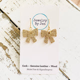 Bow Earrings: Gold Fine Glitter