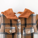 ADULT Hooded Brown & Gray Flannel Shacket