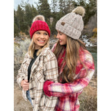 Fuzzy Lined Flecked Fur Pom CC Beanie: Olive