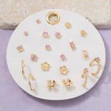 Ten Pair Assorted Flower Stud Earrings Set