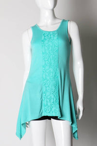 Lace Accent Sidetail Tunic - Mint