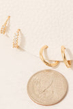 Pearl Charm And Rhinestones Mixed Hoop Earrings Set: GDCRM