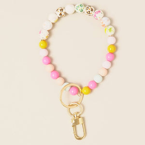 Ceramics Beaded Bracelet Key Chain: Multi