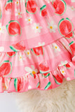 Little Girl's Watermelon Floral Ruffle Dress