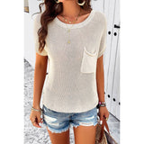 Pocket Knit Round Neck Loose Pullover Sweater