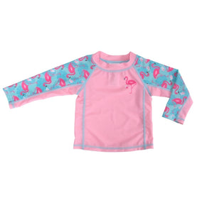 Baby Rashguard Long-Sleeved Swim Top - Franny Flamingo