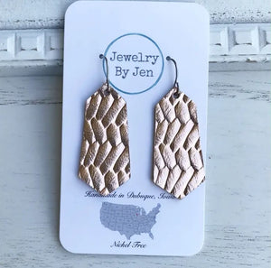 Diamond Bar Earrings: Rose Gold Braided