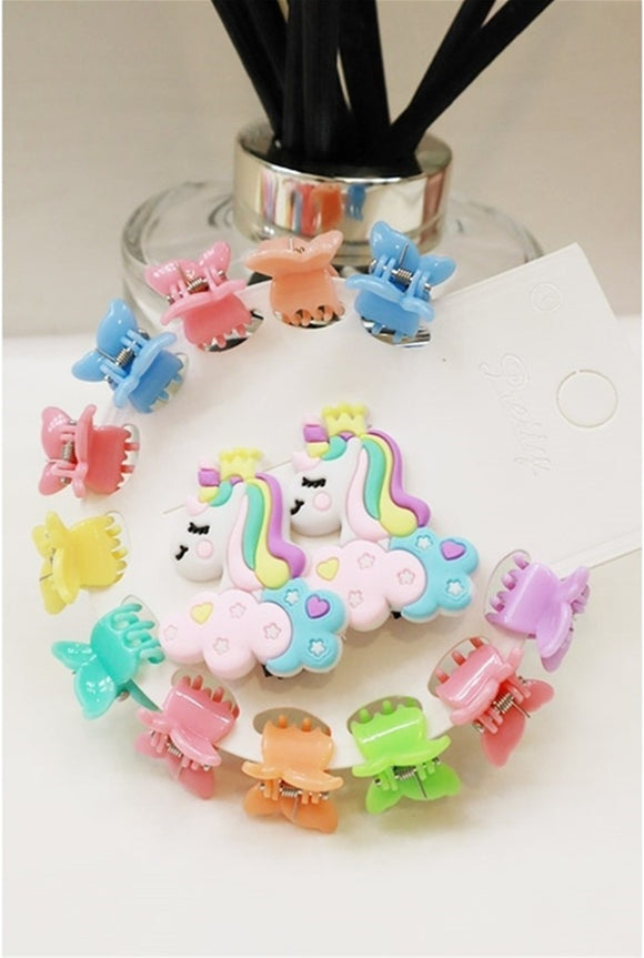 Unicorn and Butterfly Mini Hair Clip Set