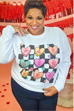 Checkerboard Conversation Hearts Graphic Sweatshirt