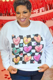 Checkerboard Conversation Hearts Graphic Sweatshirt